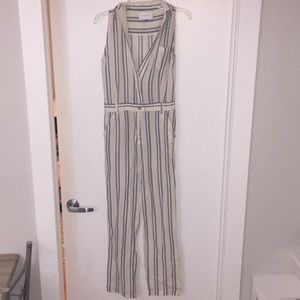 Solid and Striped blue and white striped jumpsuit